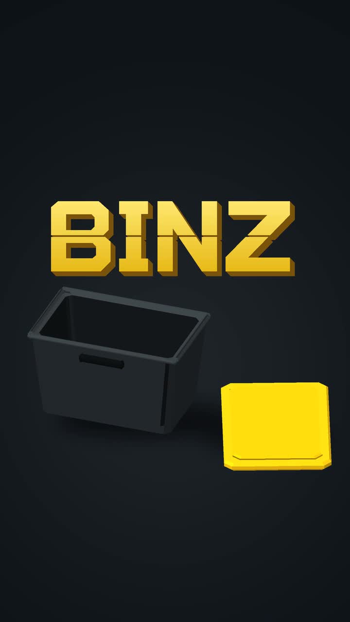 BINZ above an open black tote with its yellow lid beside it